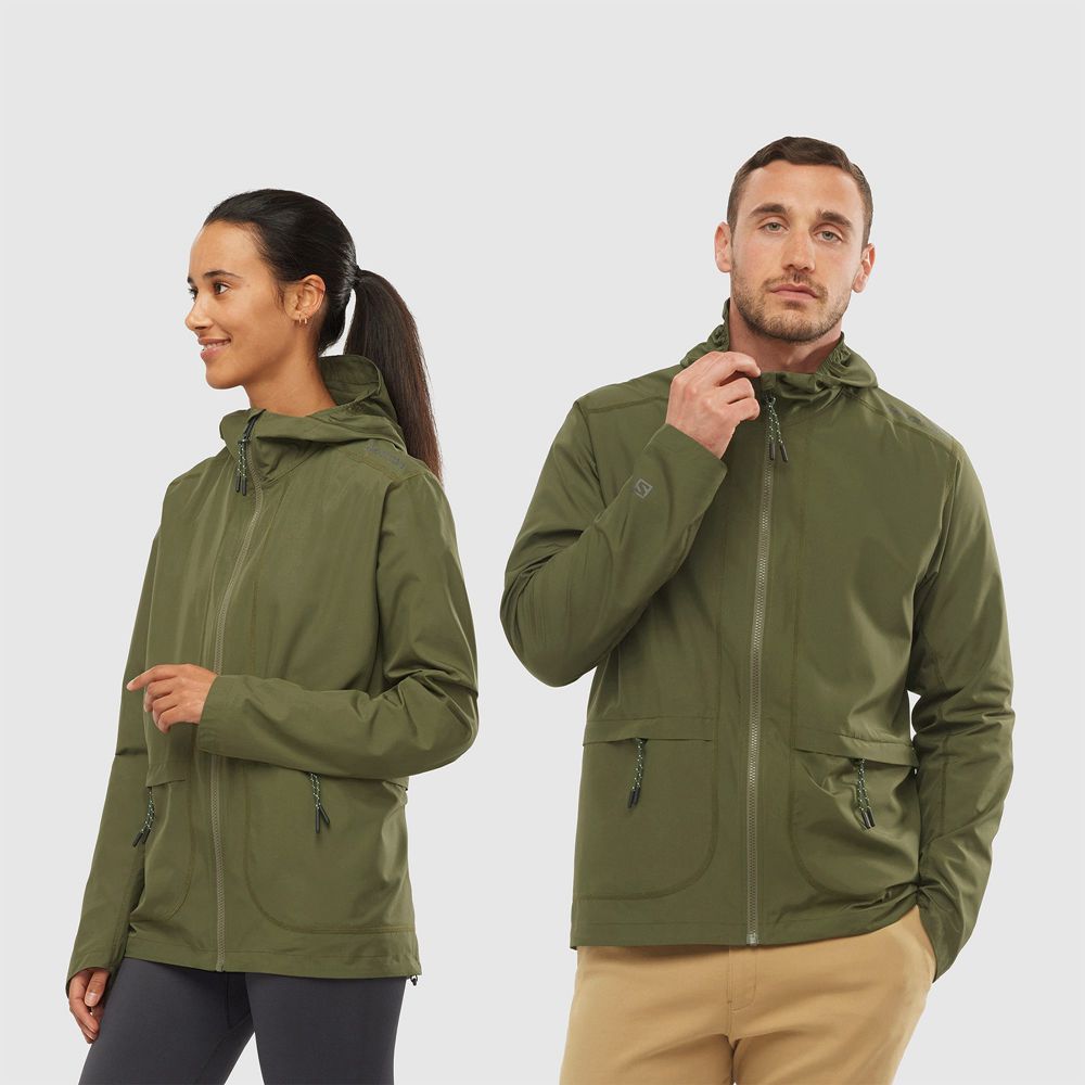 Salomon OUTLIFE PACKABLE SHELL U Chaqueta Viento Hombre - Verde Oliva - Colombia (52849-XEKA)